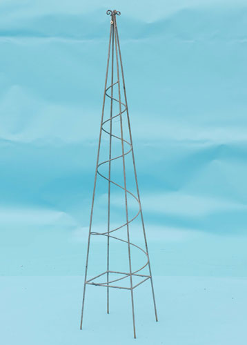 Obelisk with hand forged scrolls as finial